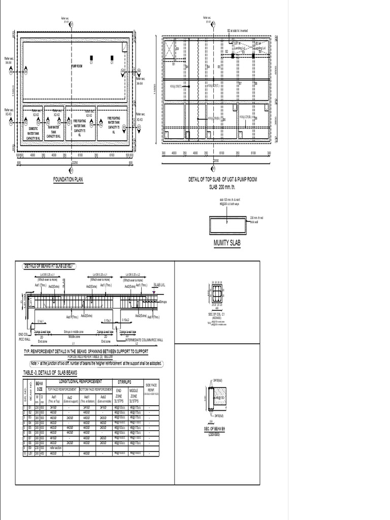 Foundation and Water Tank Plan Details | PDF
