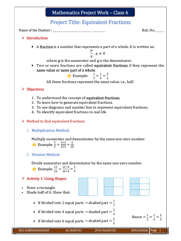 BVS FA 3 Class 6 Maths Project | PDF | Numbers | Multiplication