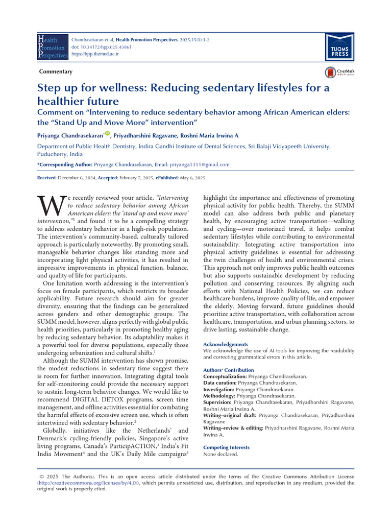 Reducing Sedentary Lifestyles for Health | PDF | Sedentary Lifestyle