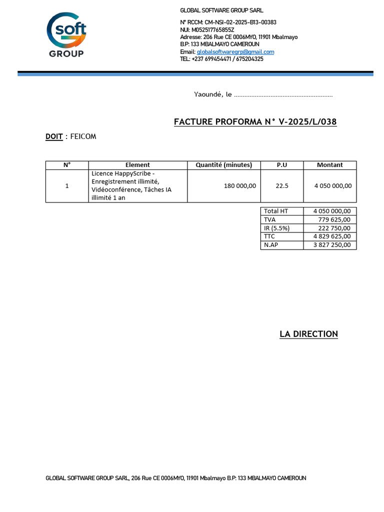 Facture Proforma Global Software Group | PDF