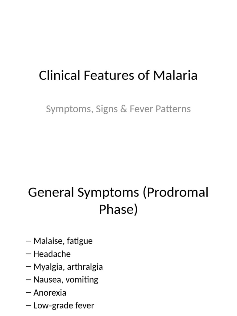 Malaria Symptoms and Fever Patterns | PDF