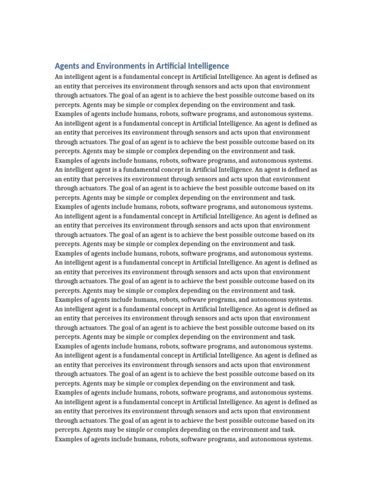 Understanding AI Agents and Environments | PDF | Intelligence ...
