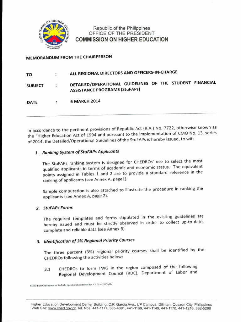 Guidelines for Student Financial Assistance | PDF