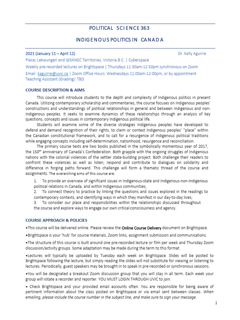 Indigenous Politics Course Overview | PDF | Critical Thinking