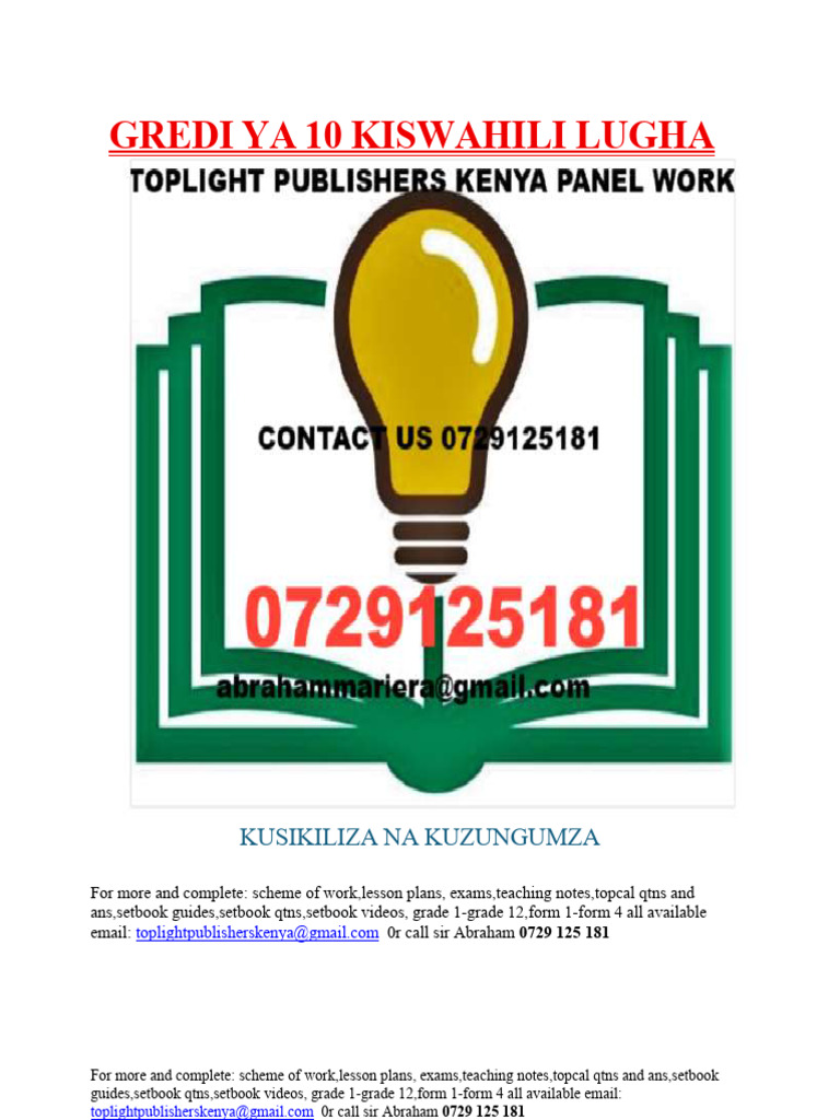 Grade 10 Kiswahili Lugha Notes Term 1 2 and 3 | PDF