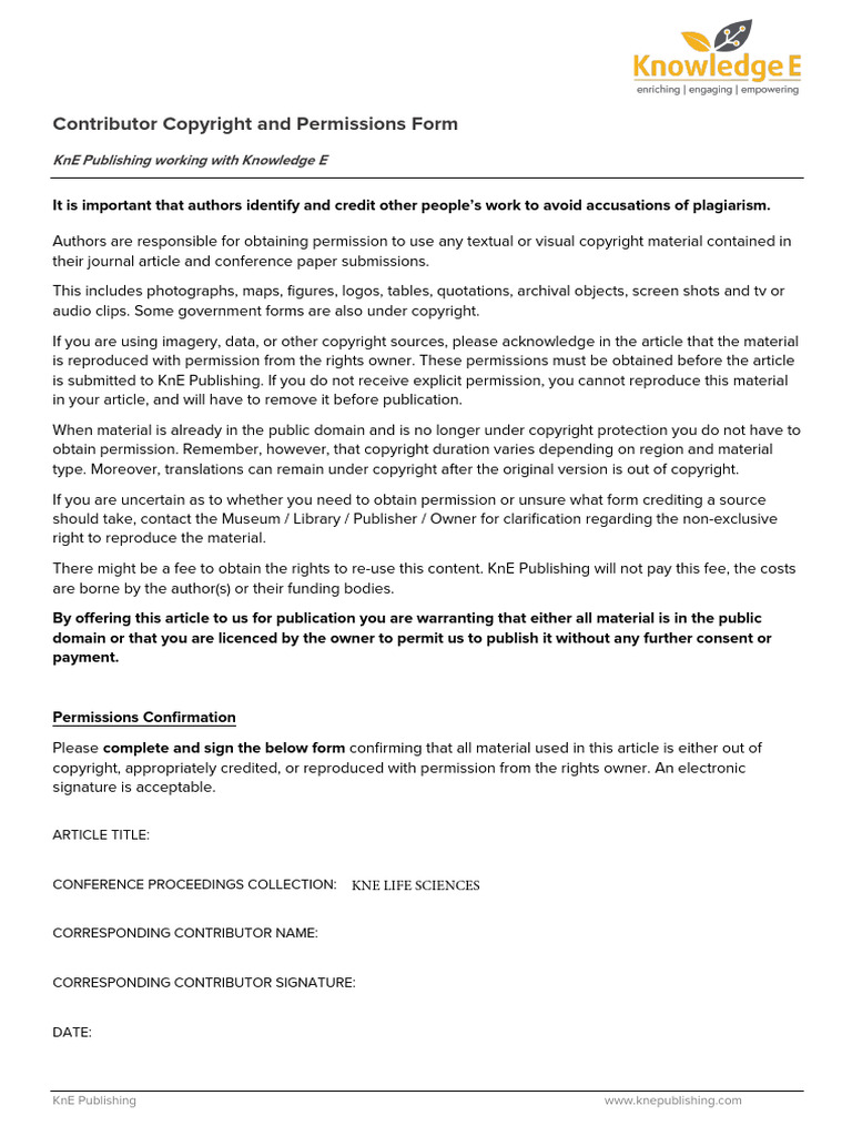 Copyright Form KnE | PDF
