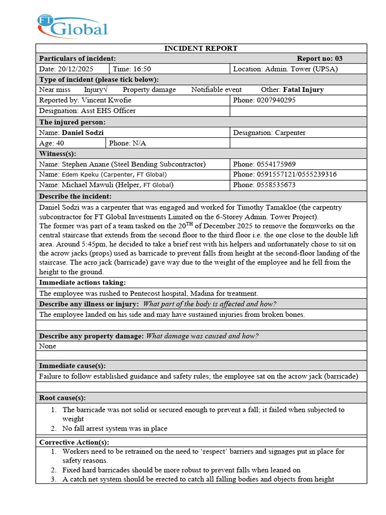Carpenter Injury Incident Report | PDF | Carpentry