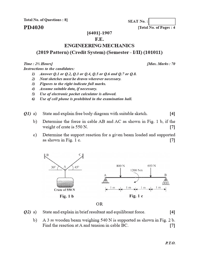 Engineering Mechanics Exam Questions | PDF | Acceleration | Speed