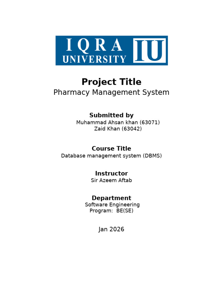 Pharmacy Management System Database Report | PDF | Databases | Data ...