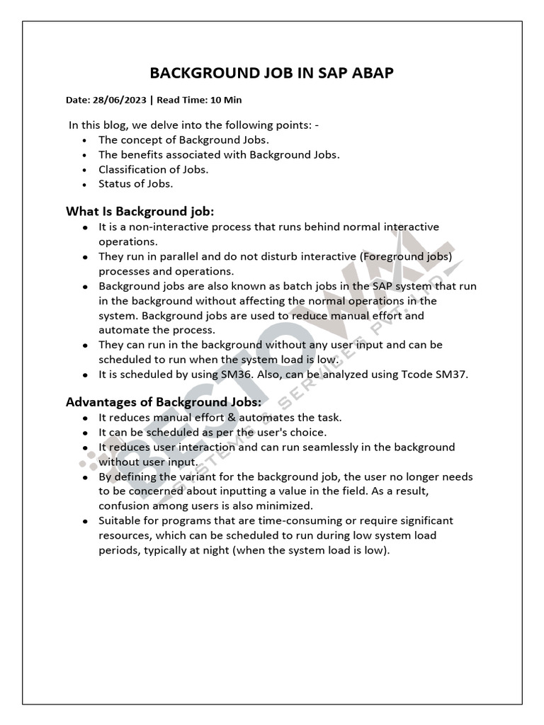 Understanding SAP ABAP Background Jobs | PDF | Computing