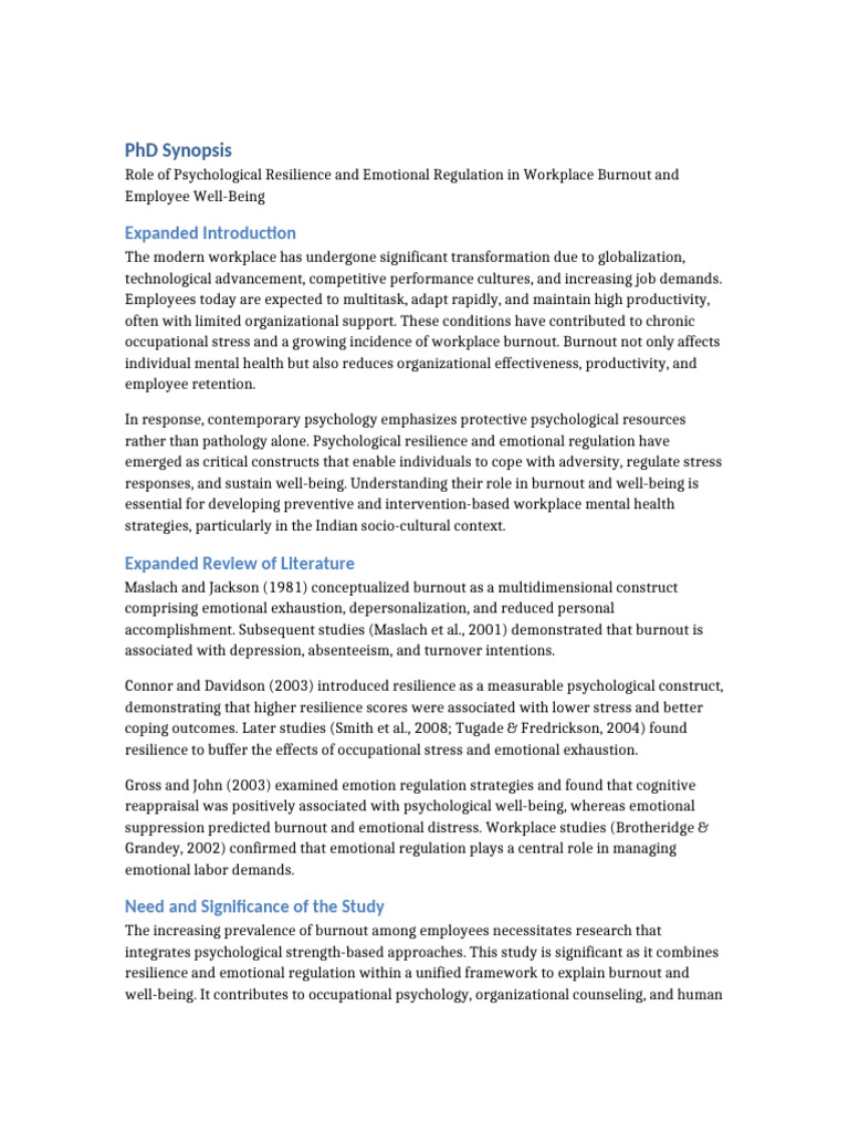 Resilience and Regulation in Workplace Burnout | PDF | Occupational ...
