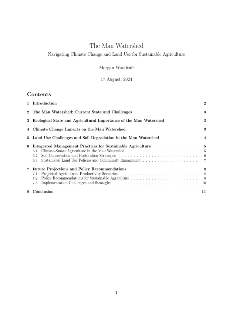 Mau Watershed: Climate & Agriculture Challenges | PDF | Agriculture ...