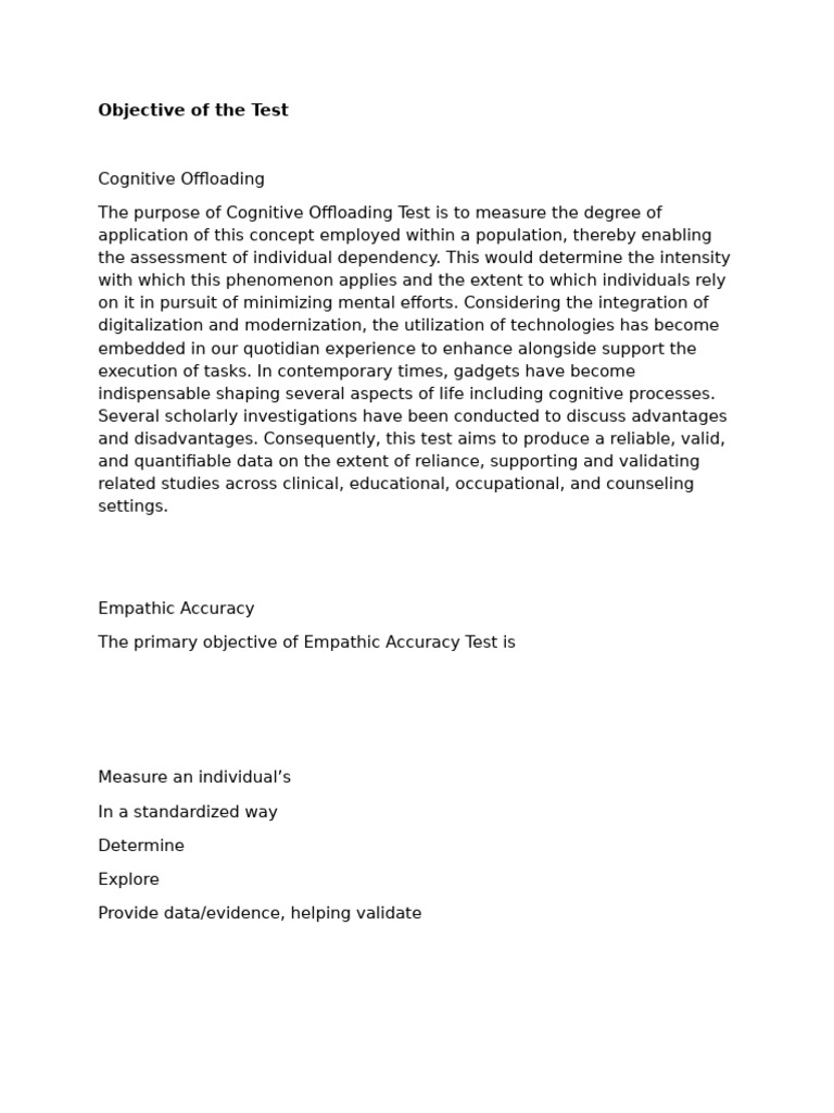 PT&D - Objective of The Test | PDF