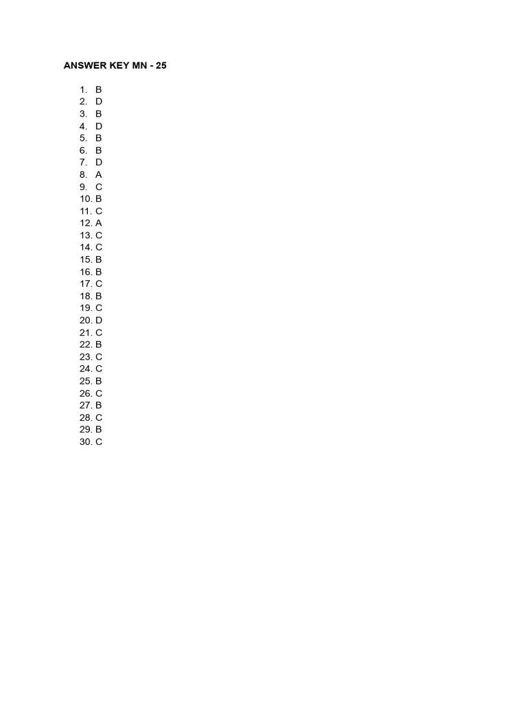 Answer Key for MN Test 25 | PDF