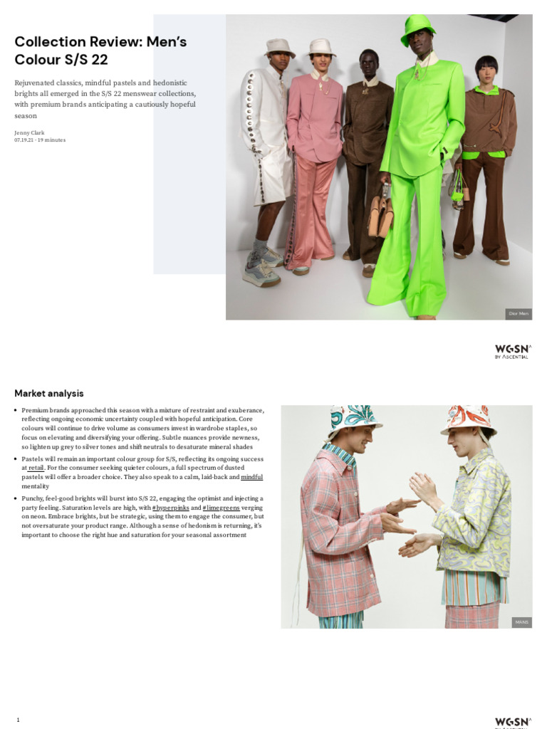 Collection Review Men s Colour S S 22 | PDF | Color | Visual Perception