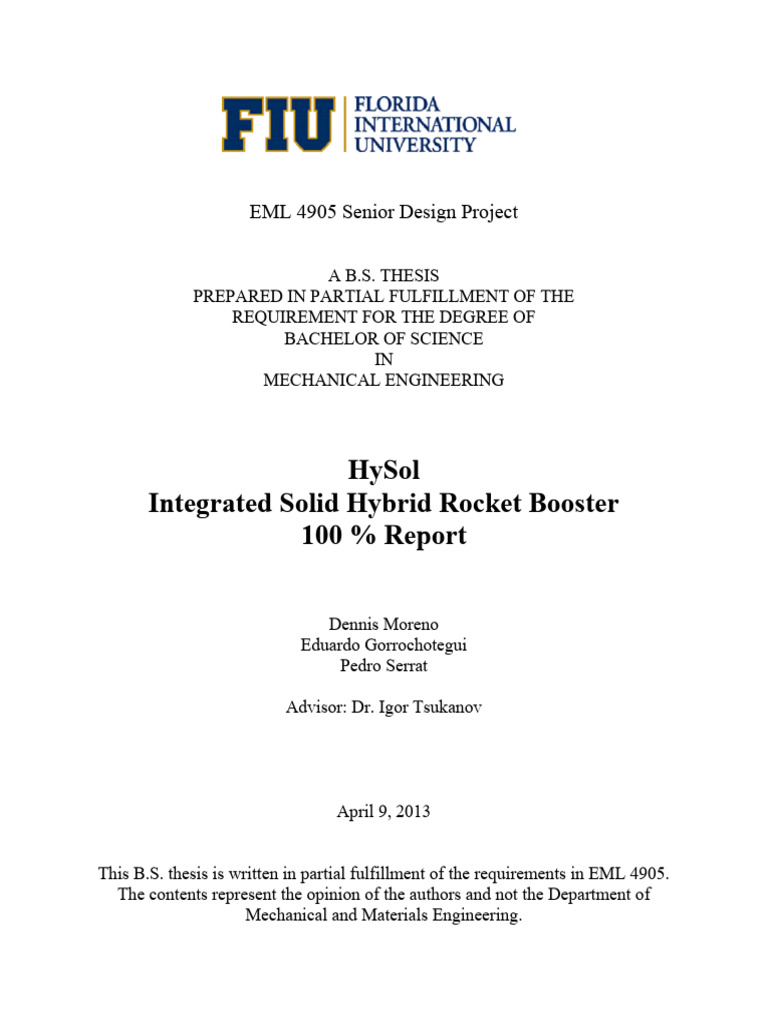 Integrated Solid Hybrid Rocket Design | PDF | Rocket Propellant ...