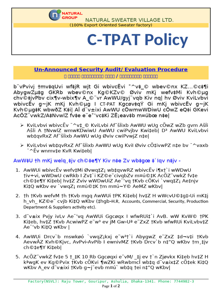 C-TPAT Security Audit Procedures | PDF | Chess Theory | Chess Openings