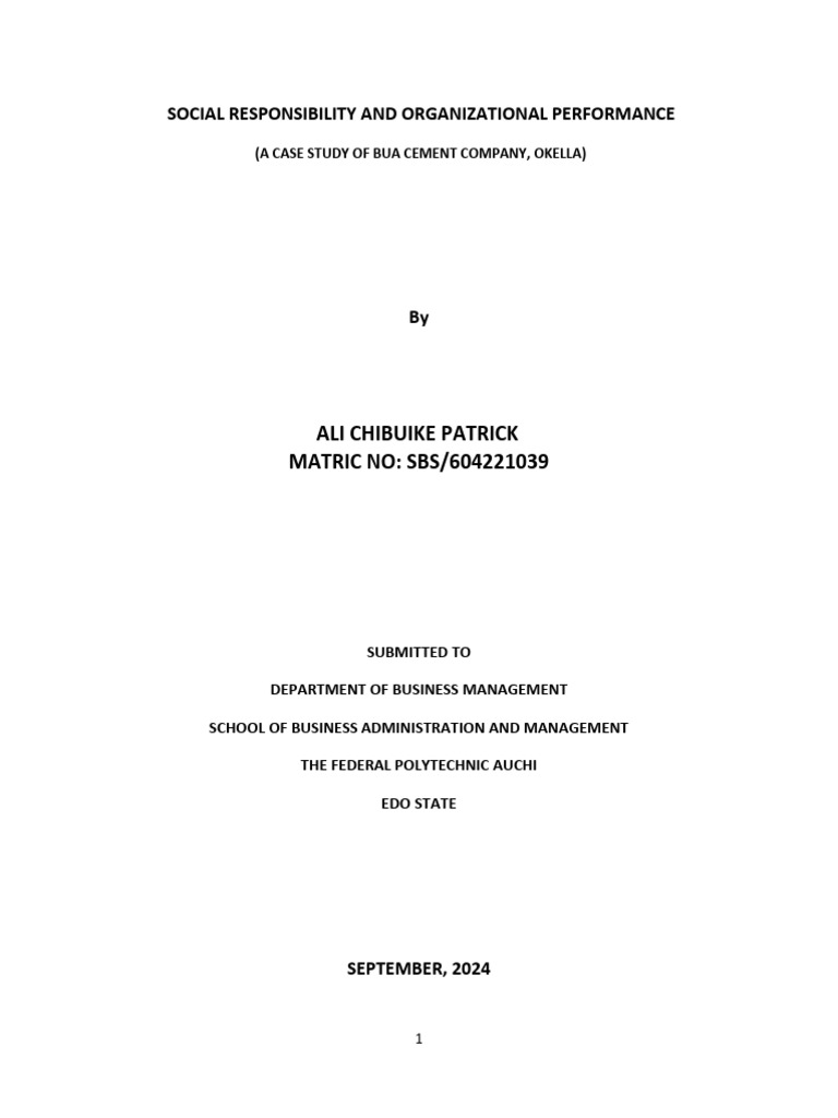 CSR Impact on BUA Cement Performance | PDF | Corporate Social ...