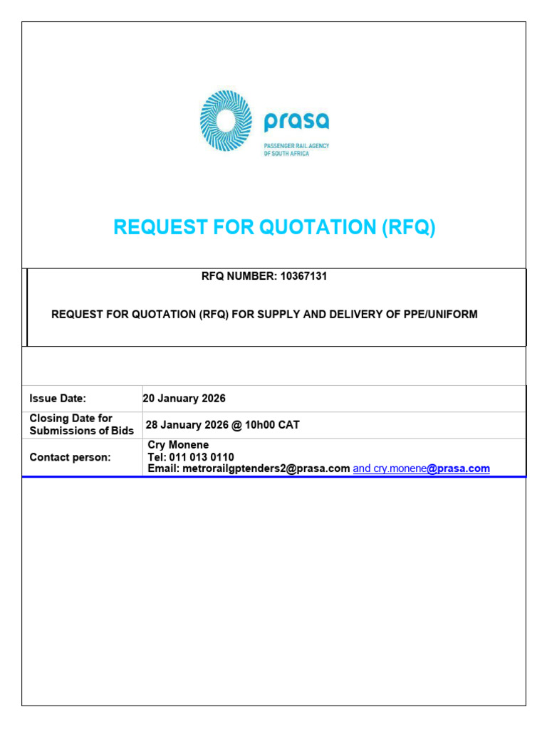 RFQ For Risk Uniform 10361731 | PDF | Indemnity | Payments