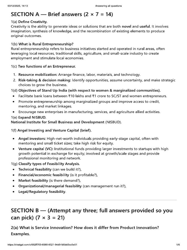 Creativity Innovation and Entrepreneurship | PDF