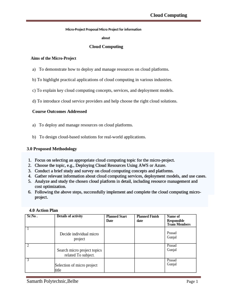 Cloud Computing Micro-Project Overview | PDF | Cloud Computing ...