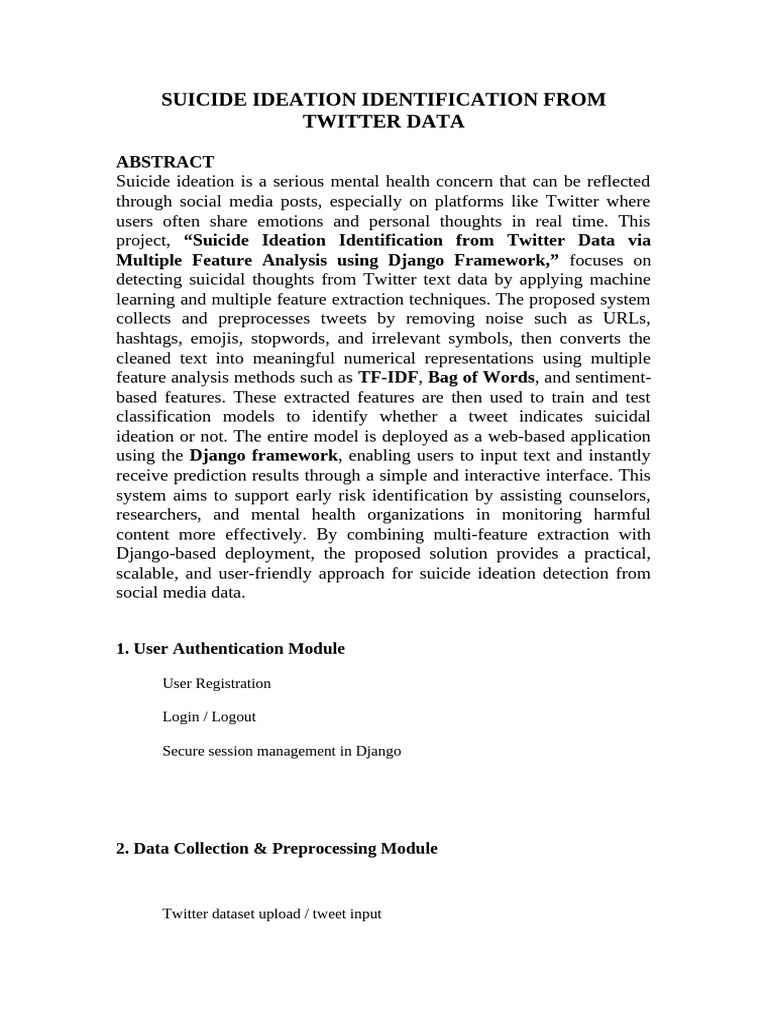 Suicide Ideation Identification From Twitter Data | PDF