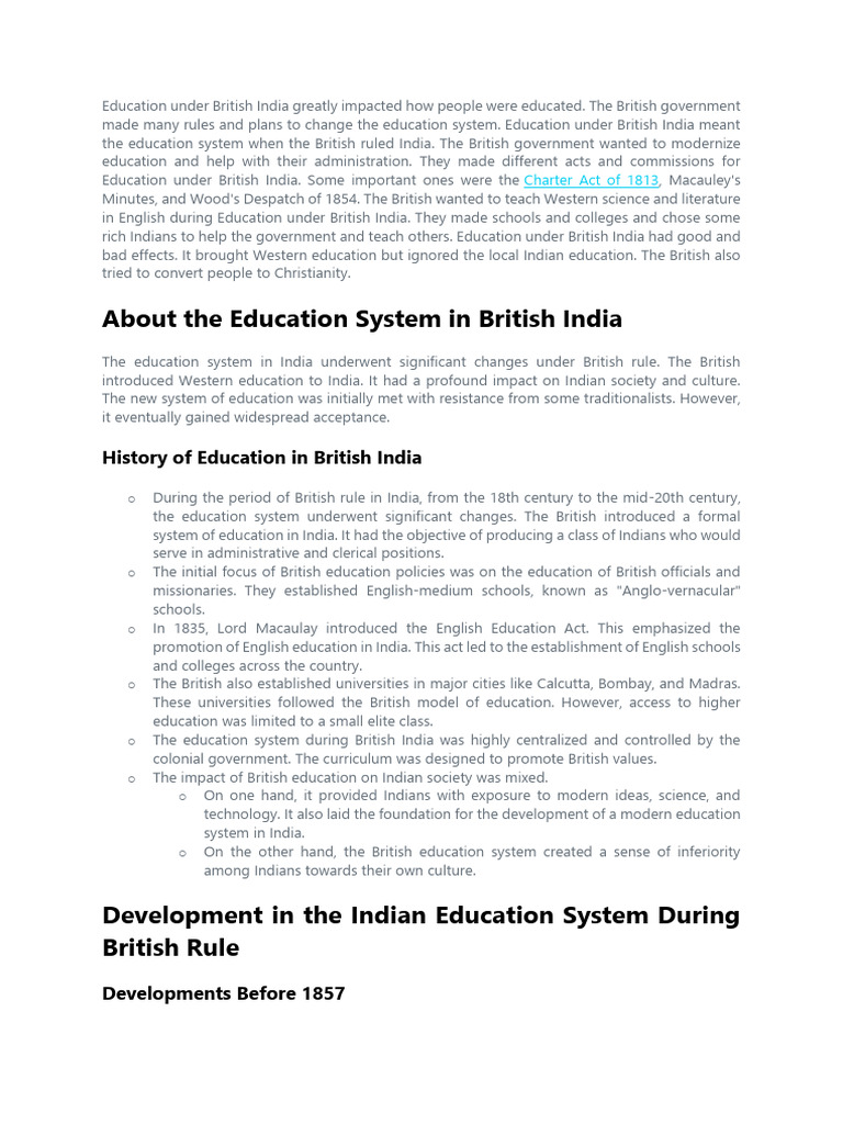 Impact of British Education in India | PDF | University | Thought