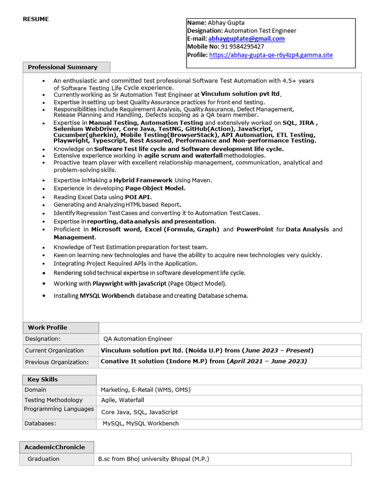 Abhay Resume QA 1764918980319 Abhay Gupta | PDF | Software Development ...