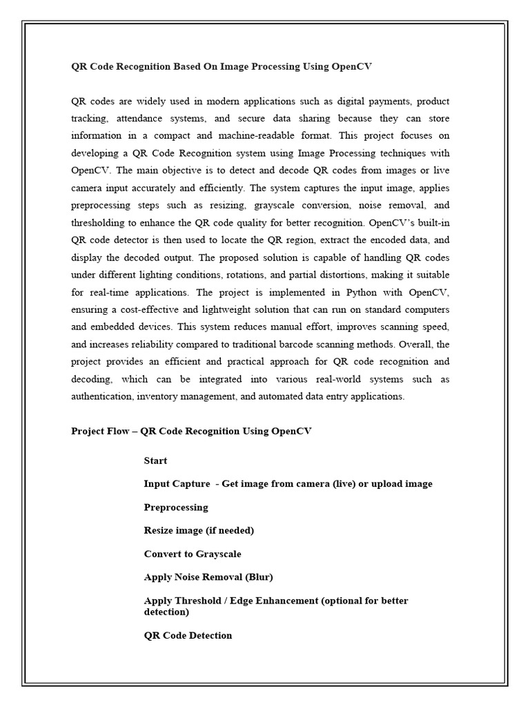 QR Code Recognition with OpenCV | PDF