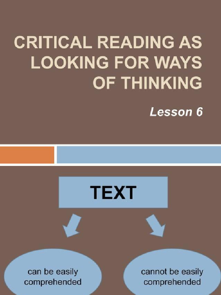 Criticial Reading Lesson 5 | PDF
