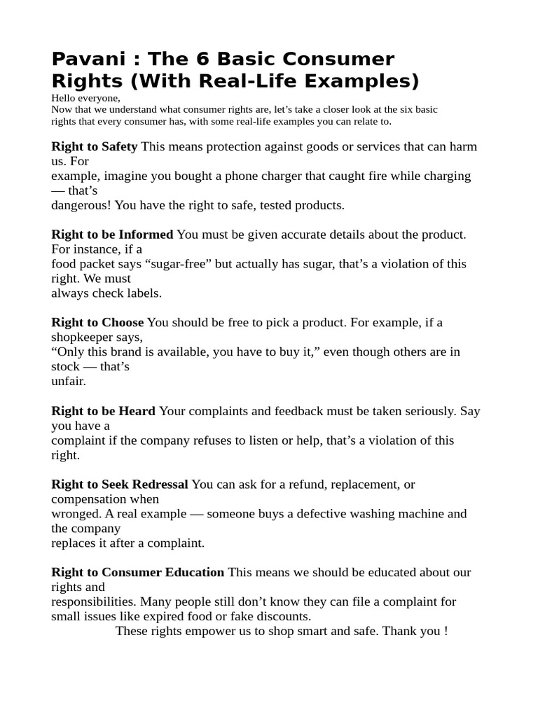 6 Essential Consumer Rights Explained | PDF