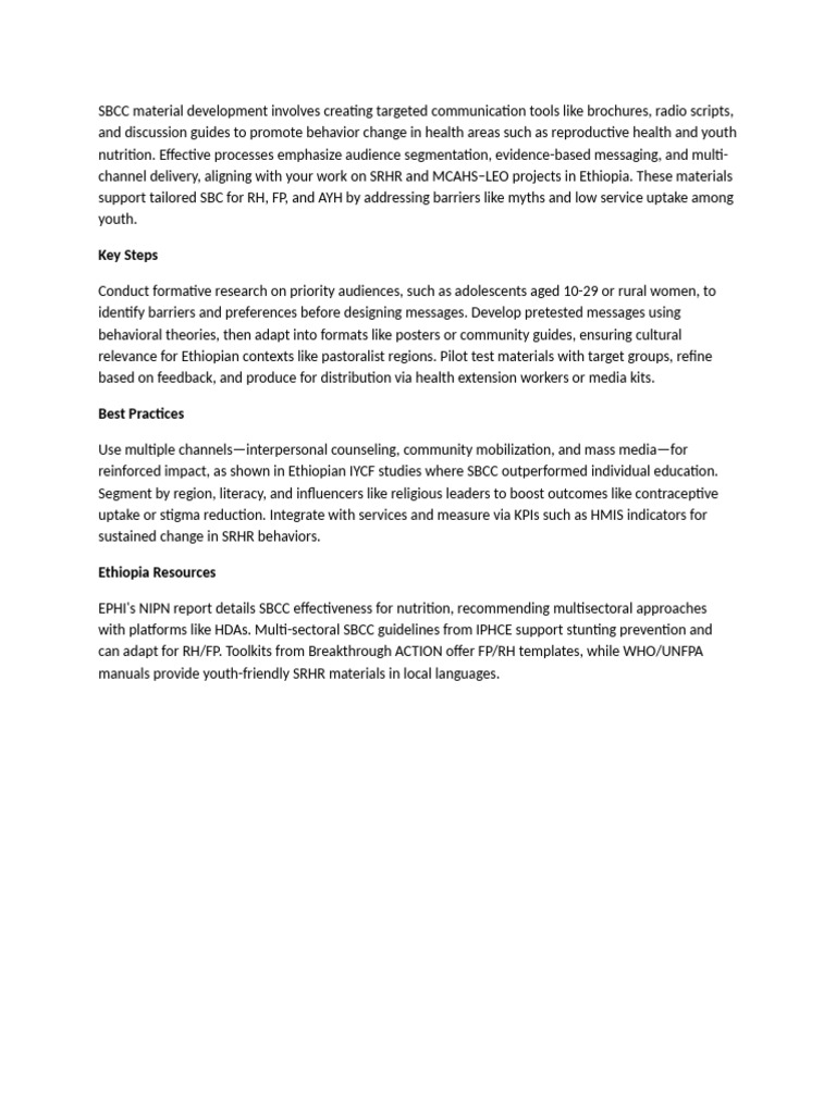 Effective SBCC Strategies for Health in Ethiopia | PDF