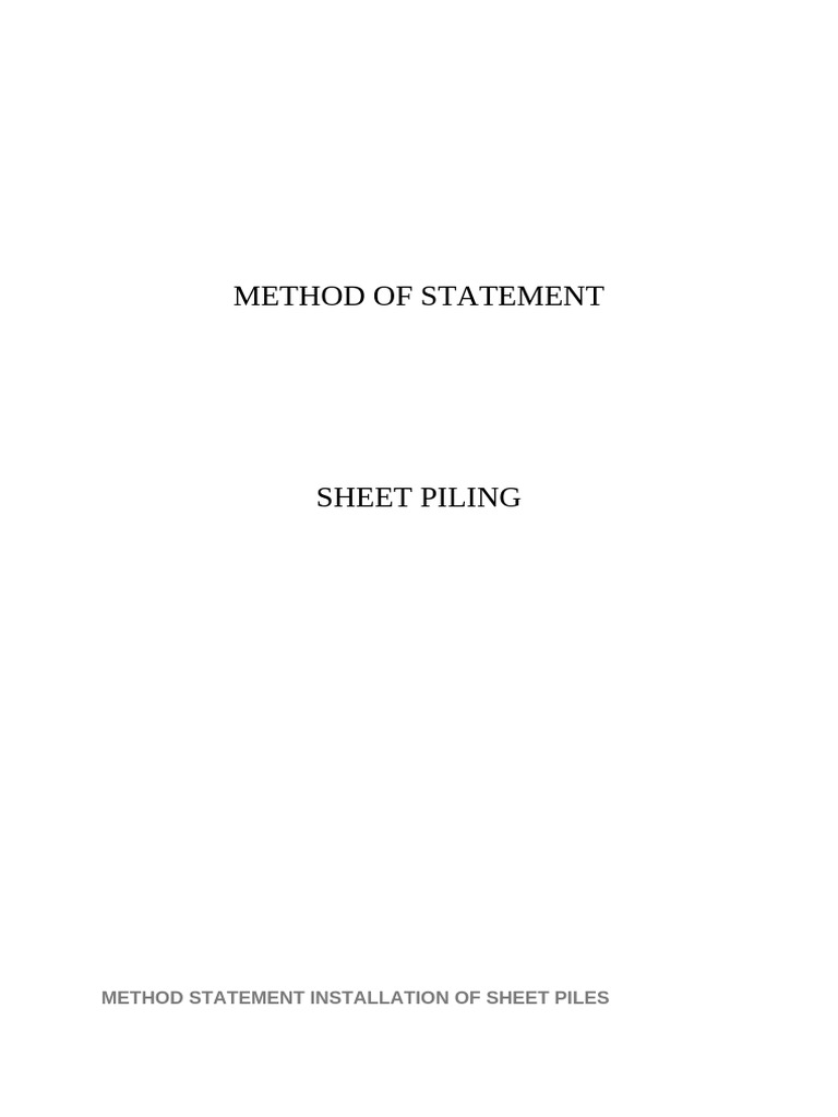 Sheet Piling Installation Method Statement | PDF | Civil Engineering ...
