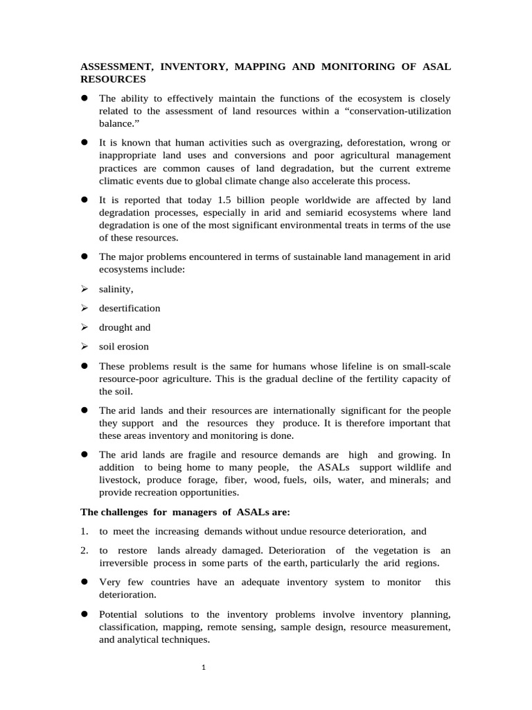 ASAL Resource Assessment and Monitoring | PDF | Remote Sensing | Soil