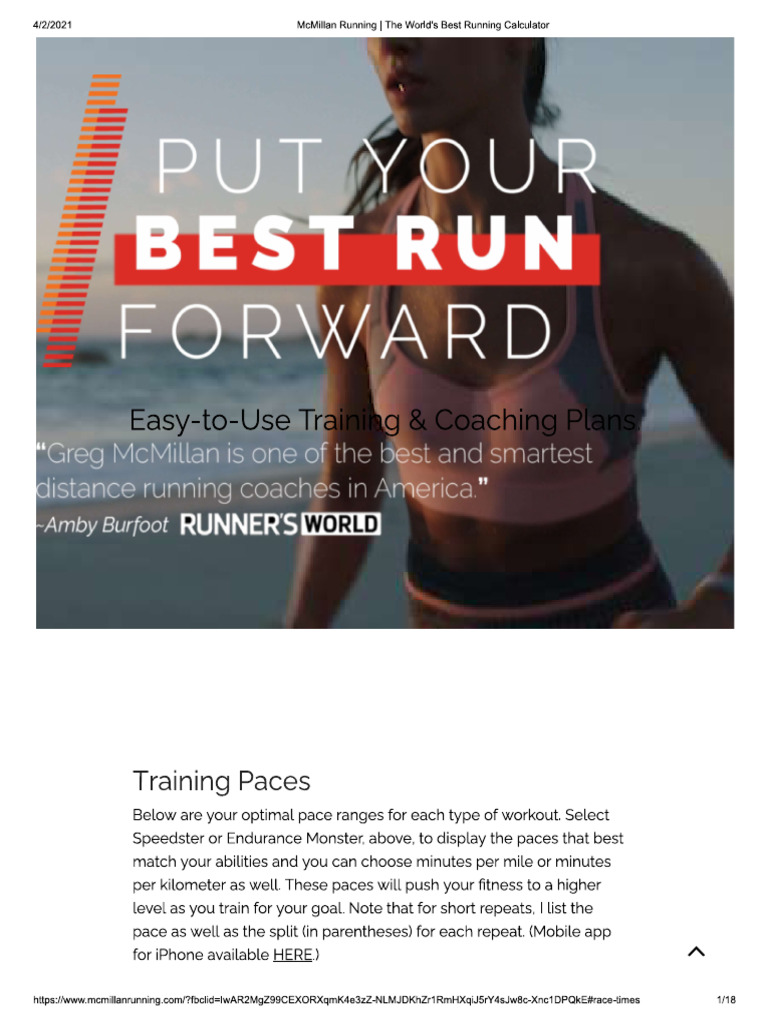 McMillan Running _ 10k47min Training Speed | PDF