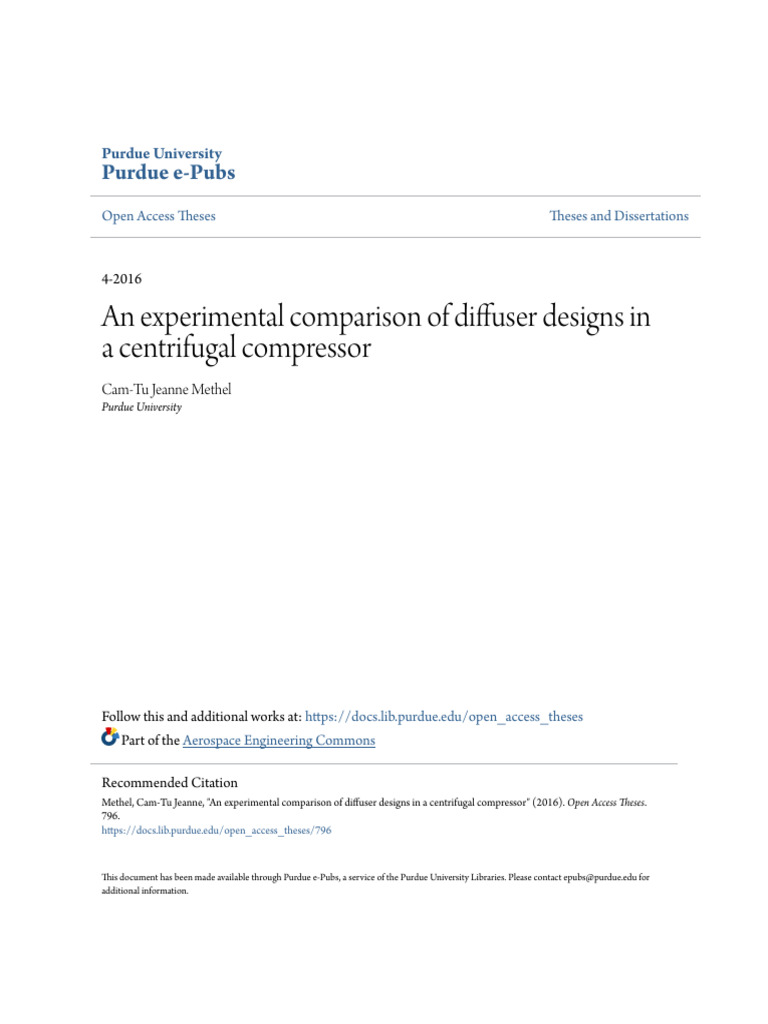 Diffuser Design Comparison in Compressors | PDF | Thesis | Document