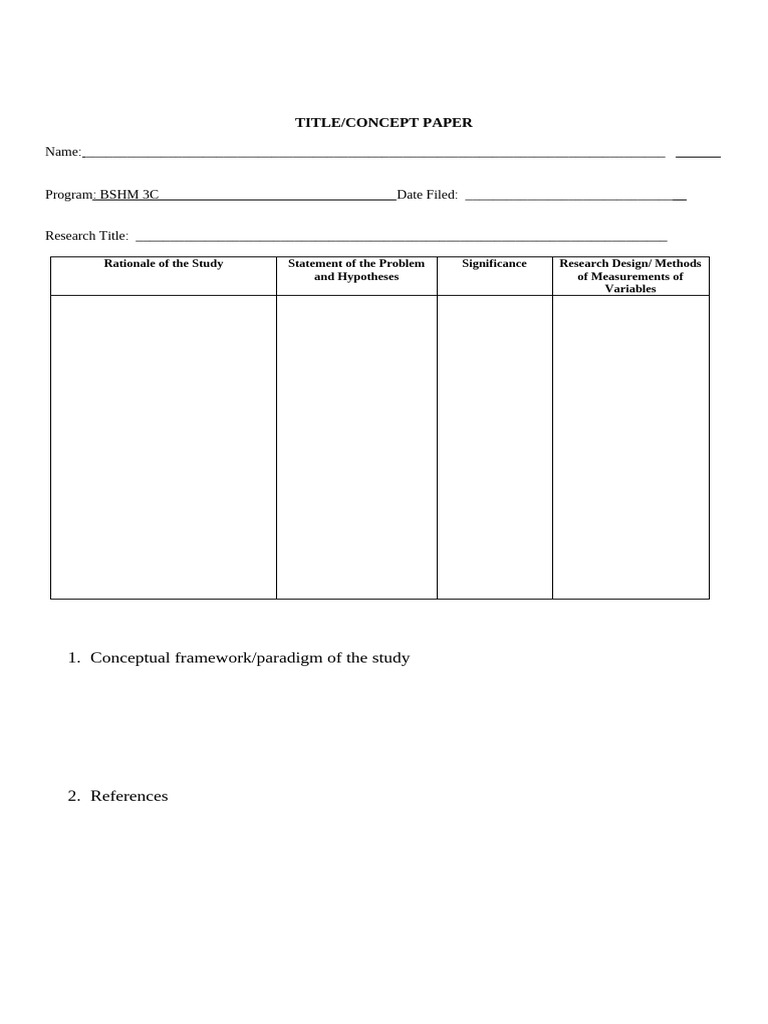 Concept Paper for BSHM Research Project | PDF