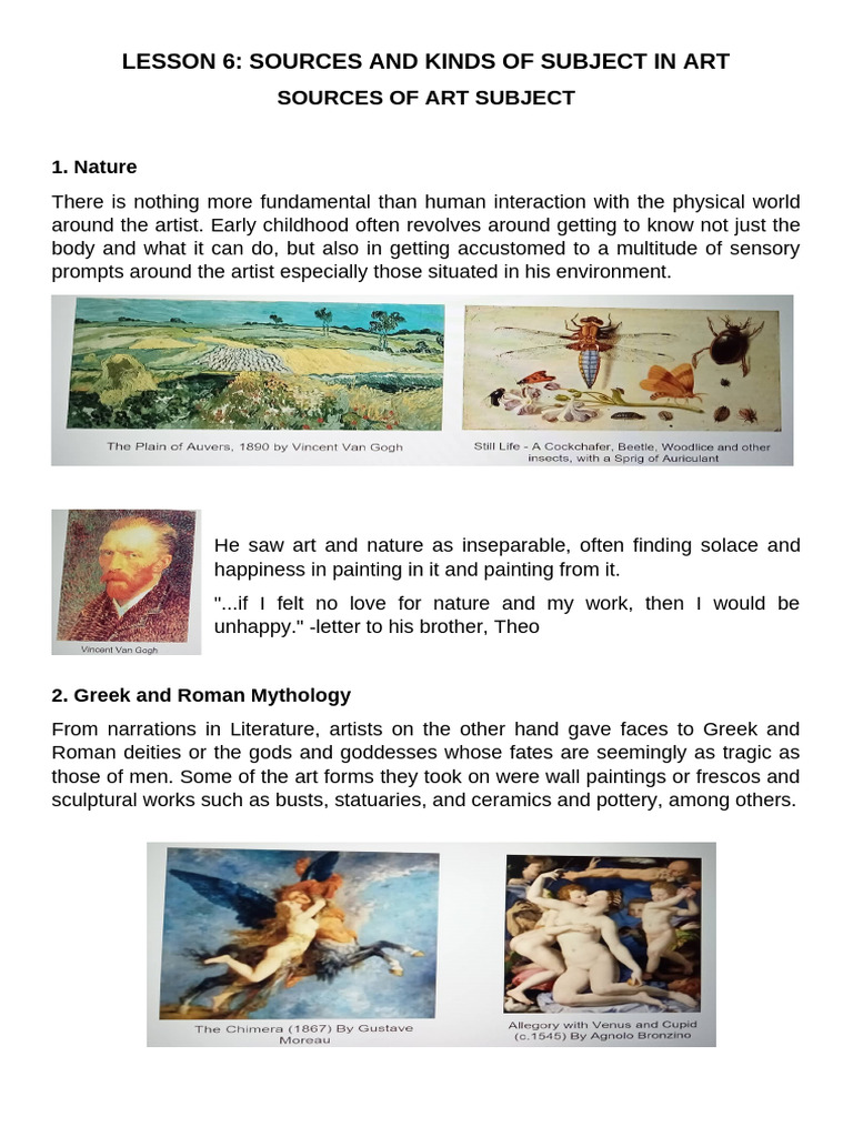 Sources of Art Subjects Explained | PDF