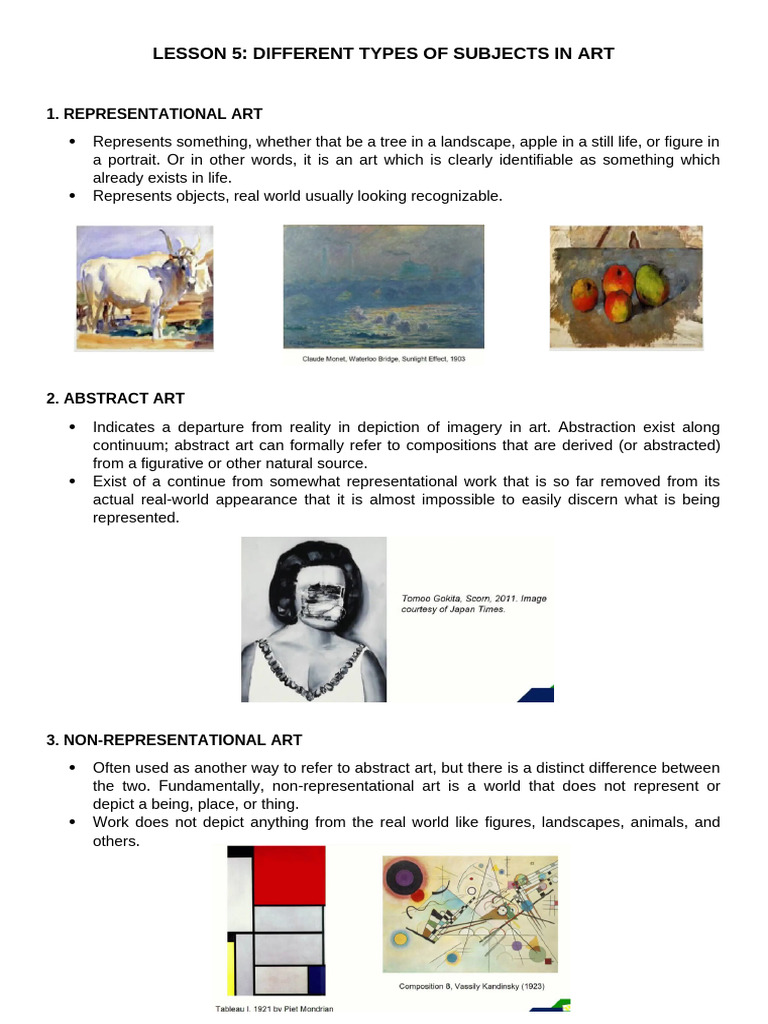 Types of Art Subjects Explained | PDF