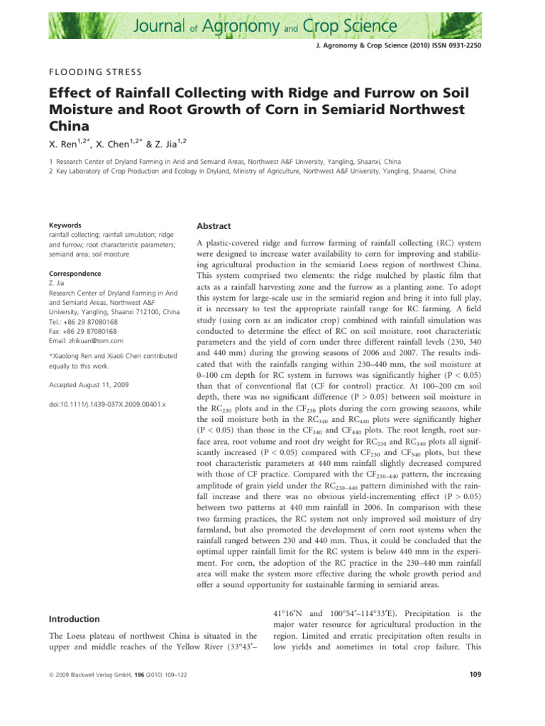 Ridge-Furrow Impact on Corn Growth | PDF | Soil | Agriculture