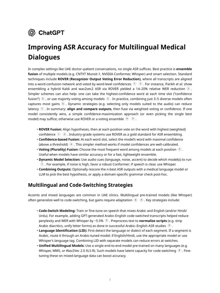 Enhancing ASR for Multilingual Medical Dialogues | PDF | Speech ...