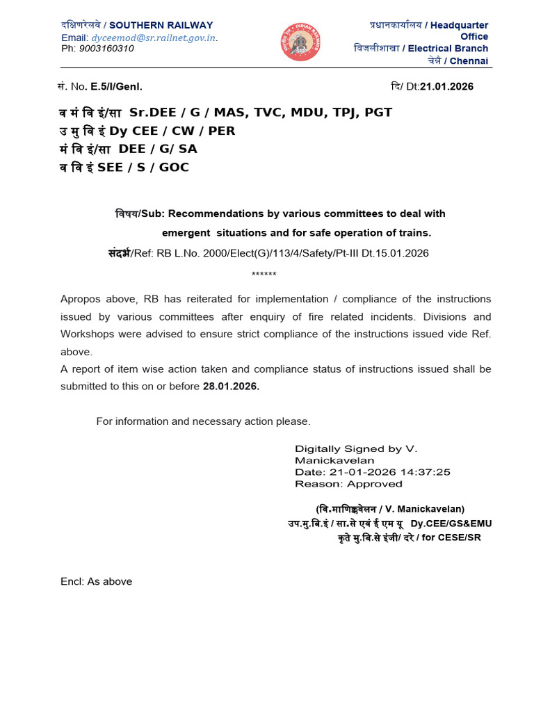 Southern Railway Safety Recommendations | PDF | Electrical Equipment ...