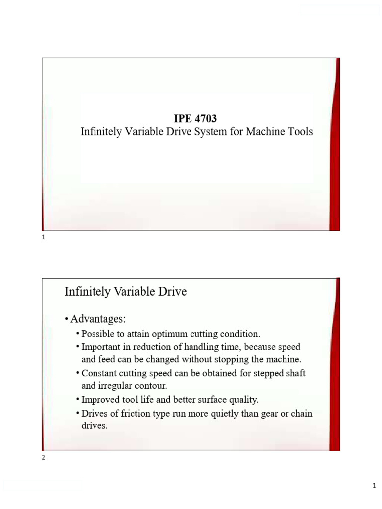 Infinitely Variable Drive Systems Explained | PDF | Gear | Mechanics