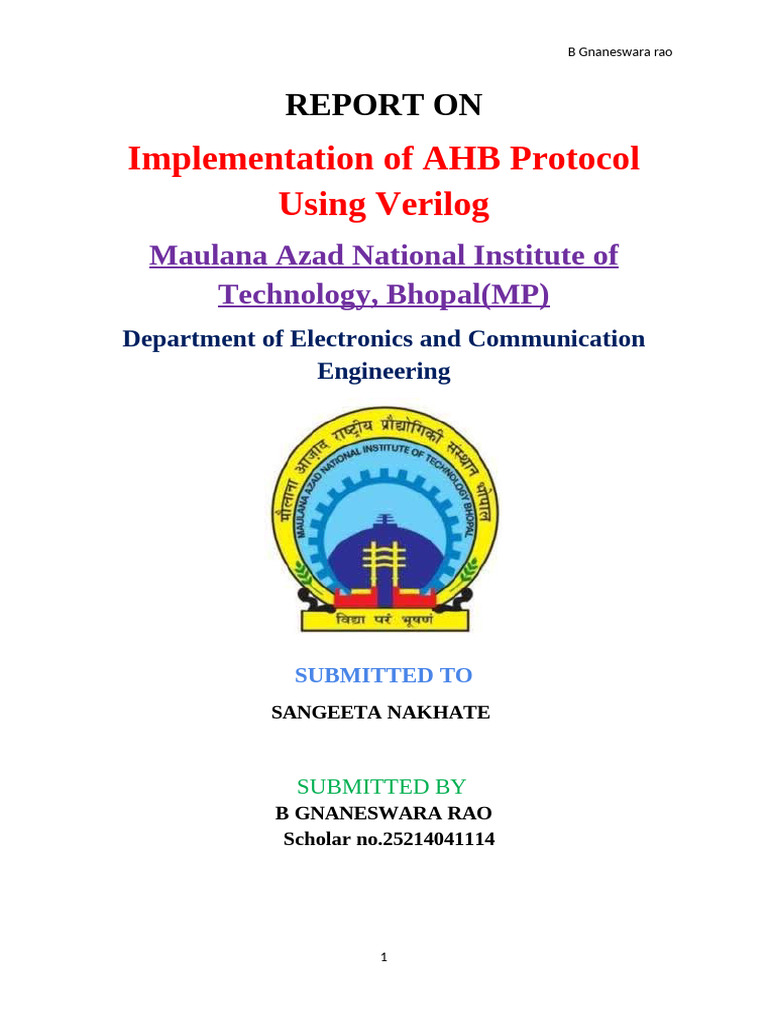 AHB Protocol Implementation in Verilog | PDF | System On A Chip | Computing