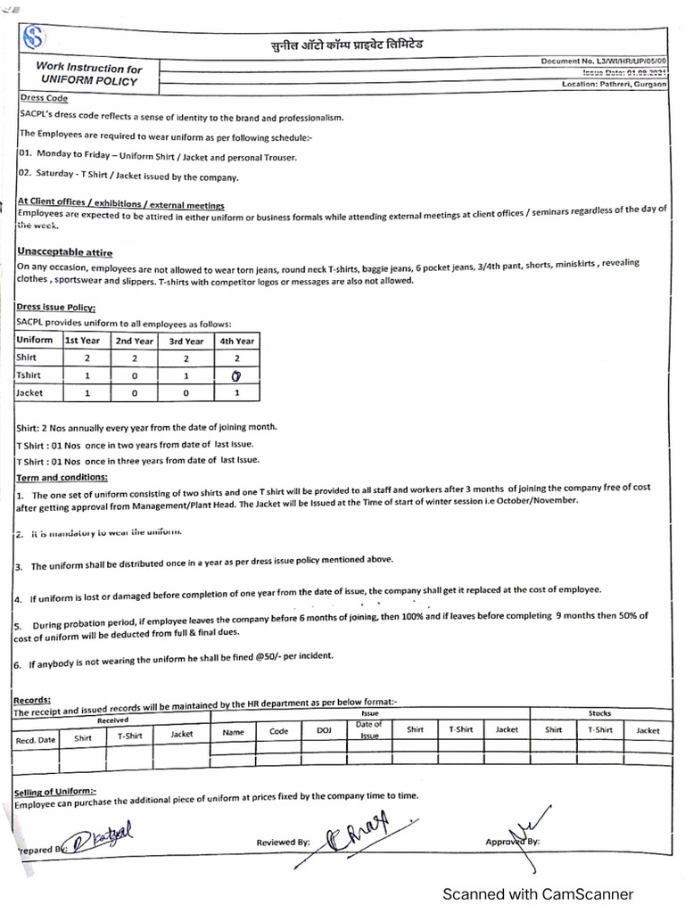Uniform Revised Policy | PDF