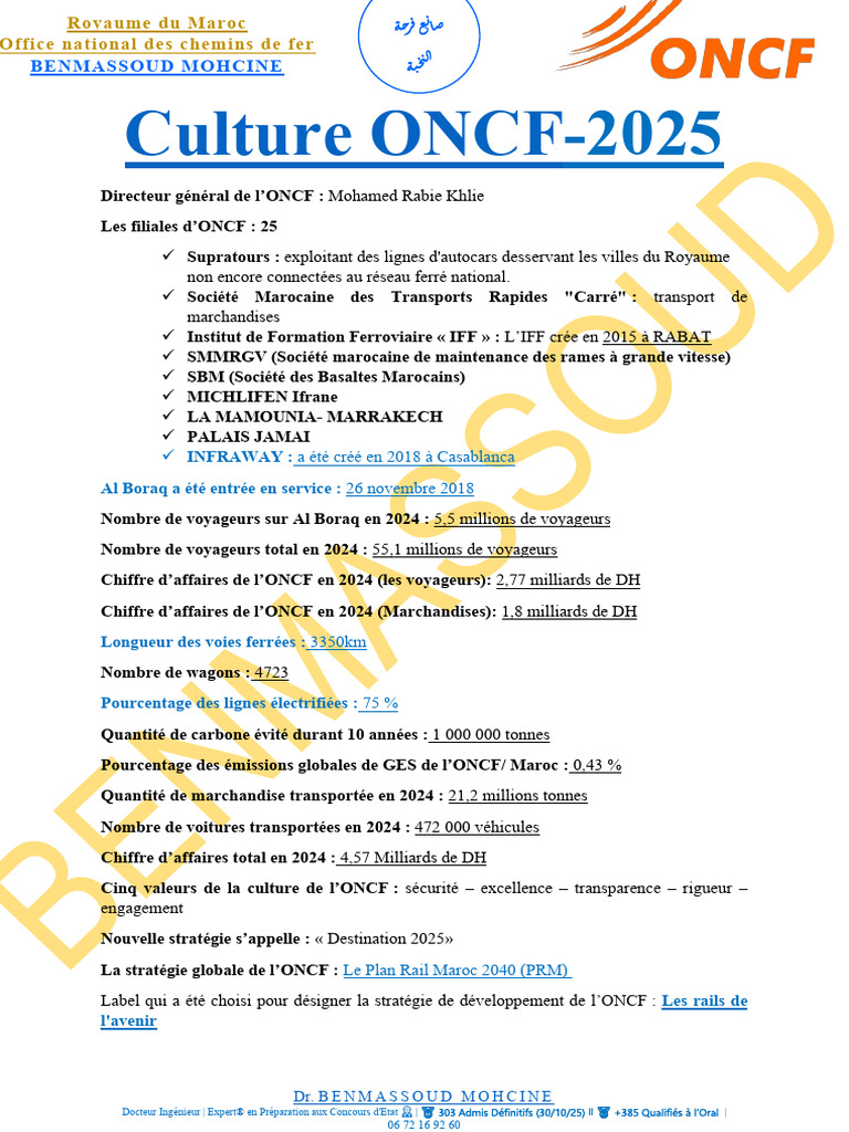 Stratégies et Performances de l'ONCF 2024 | PDF | Transport ferroviaire ...