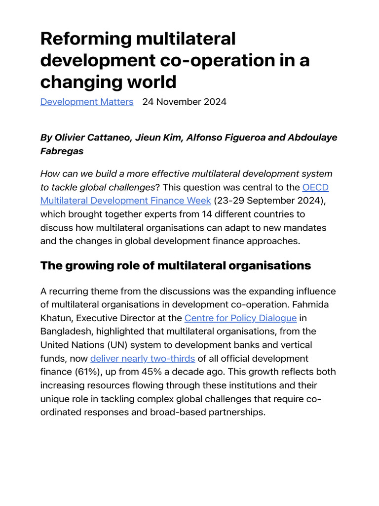 6 Reforming Multilateral Development Co-Operation in A Changing World ...
