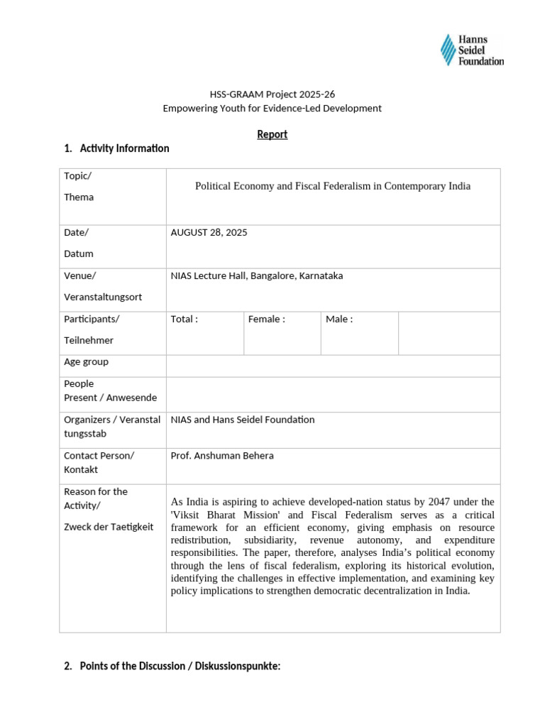 HSF Report Format 2025 | PDF | Decentralization | Redistribution Of ...