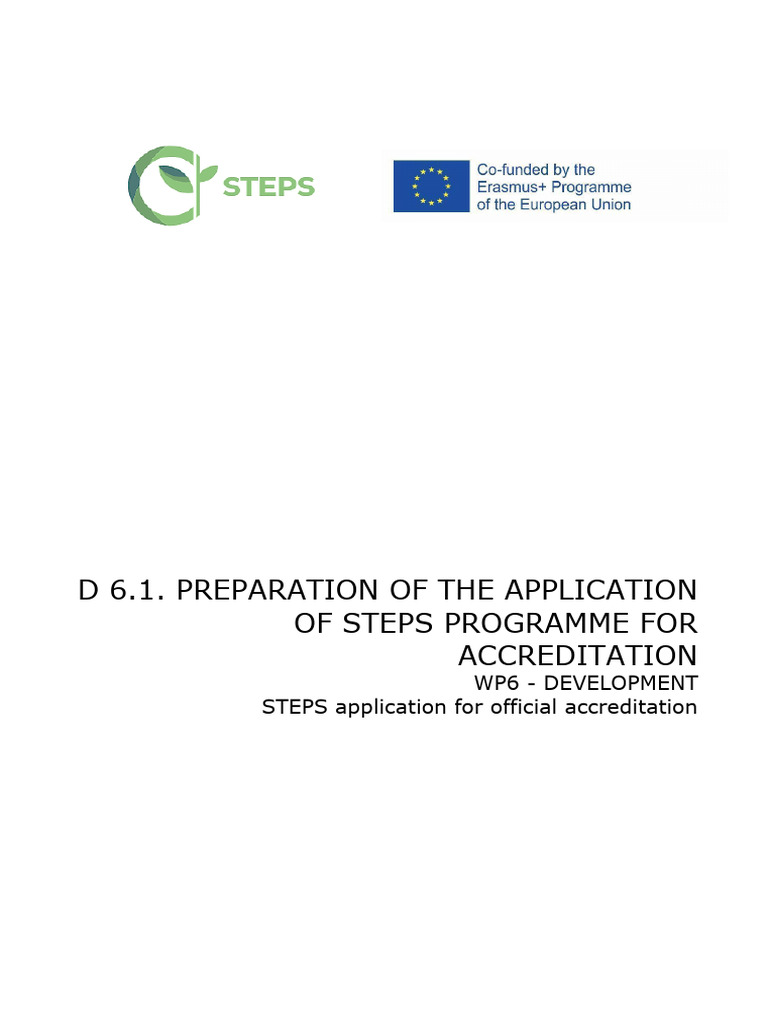 Deliverable 6.1. STEPS Application For Accreditation Final - Formatted ...