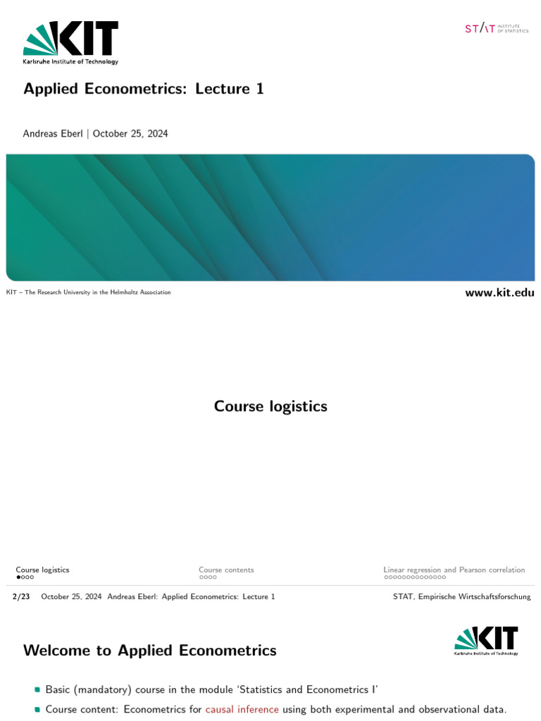Applied Econometrics Lecture Overview | PDF | Regression Analysis ...